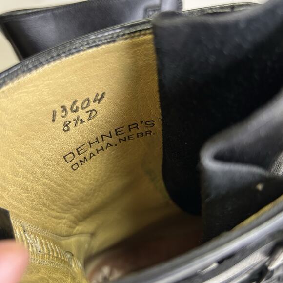 Vintage Dehner\'s Tanker Omaha Black Leather Strap Buckle Moto Boots Sz 8.5 Men\'s main image 4